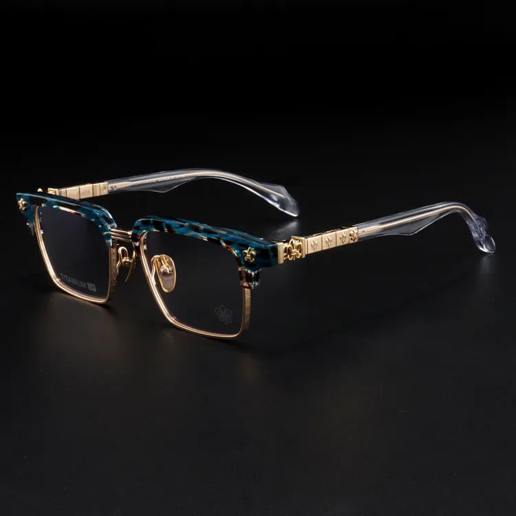 【免费配度数】柯罗半框纯钛眼镜架时尚风琴黑框鸢尾花配饰近视镜架