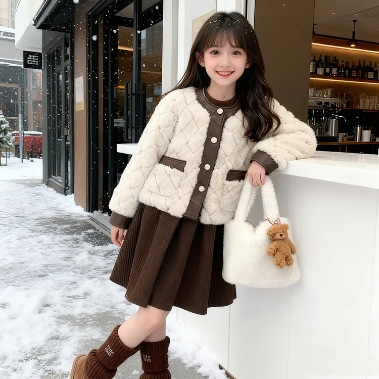 【现货】女童秋冬款套装2025新款儿童洋气高级感拜年服女孩冬季夹棉