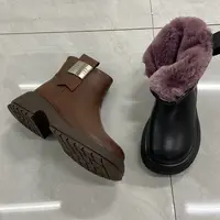 8902 冬季时尚马丁靴女保暖雪地靴头粗跟防滑短靴