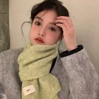 【我的头不圆】韩版针织围巾女冬季2022新款百搭高级感纯色围脖秋
