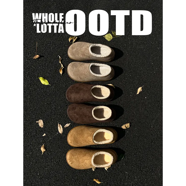 NewRockStarChoppa小土豆懒人穆勒鞋冬季加绒勃肯鞋保暖包头拖鞋