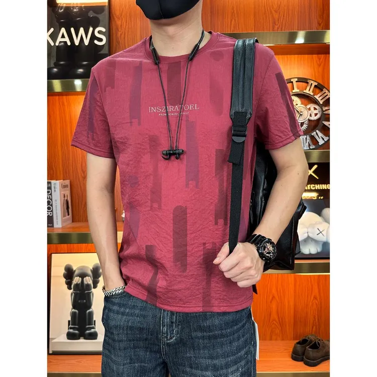 棉麻短袖男t恤2025夏季新款潮牌修身青年百搭薄款半袖高品质体恤