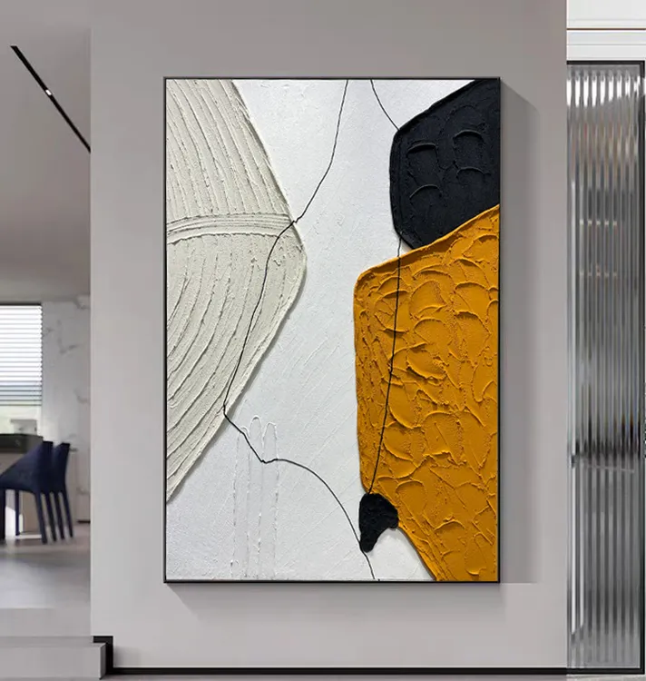 艺饰依橙意-纯手工立体厚肌理画过道简约时尚玄关沙发背景装饰画