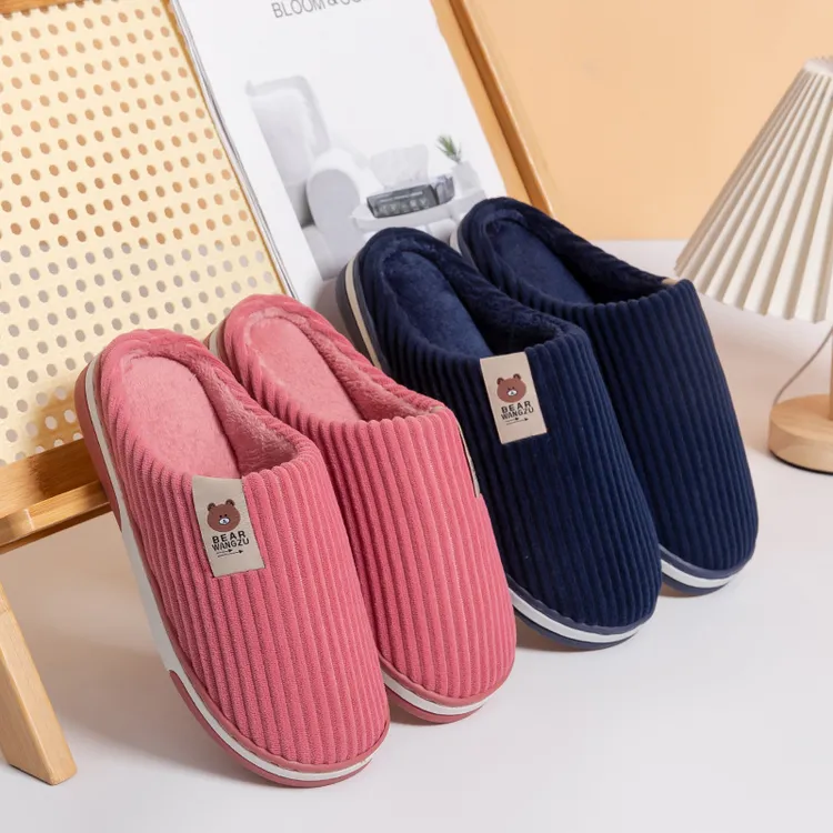 棉拖鞋女厚底暖脚防滑家用室内保暖毛绒家居情侣毛拖鞋秋冬棉拖