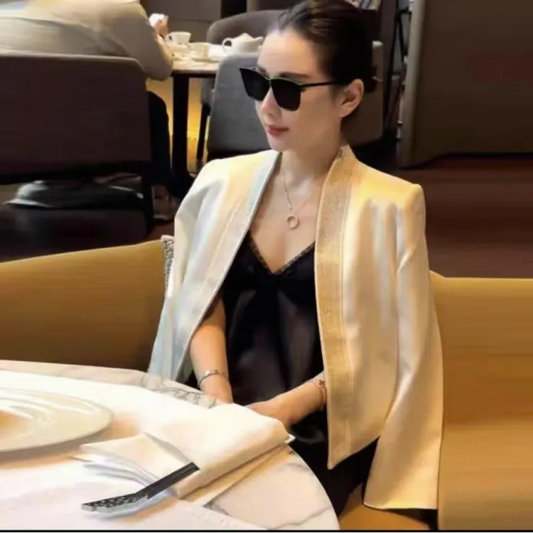 【升级款流光美人】轻奢小香风珠光西装气质外套女炸街洋气高级感