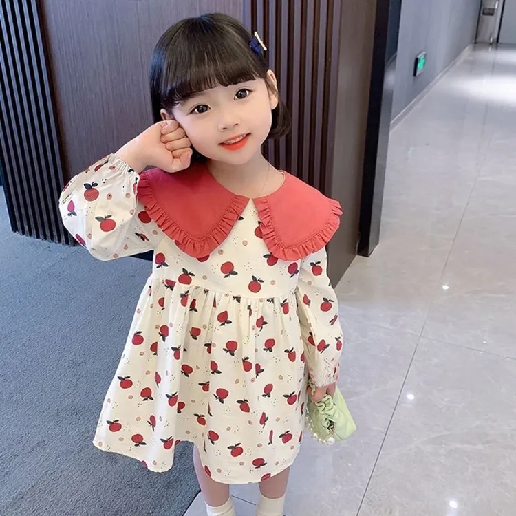 女童娃娃领碎花洋气春秋季连衣裙小女孩韩版公主秋装2025新款裙子