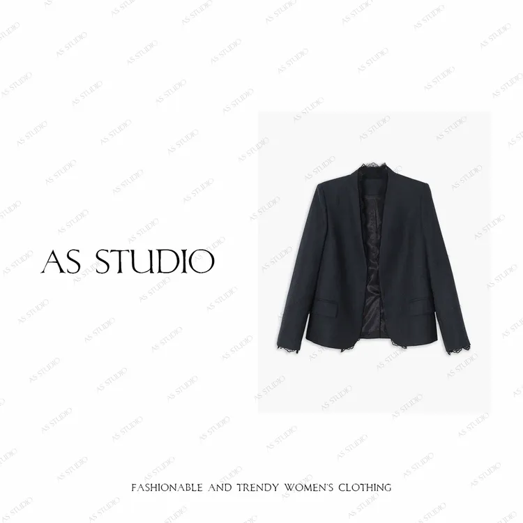 【AS冬丽】25新极简高智定制蕾丝拼接气质西装AS25QXZ02752