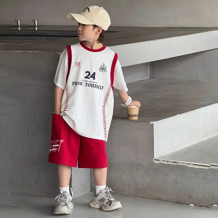 男童夏装套装2025新款夏季大儿童装酷帅短袖运动篮球服时髦夏款潮