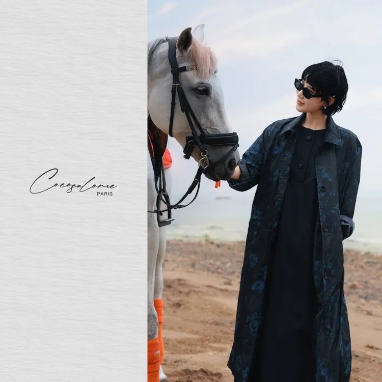 韩彬彬"花匠"独壹无二复古印花超轻不褶皱高级H形长款风衣2075-1