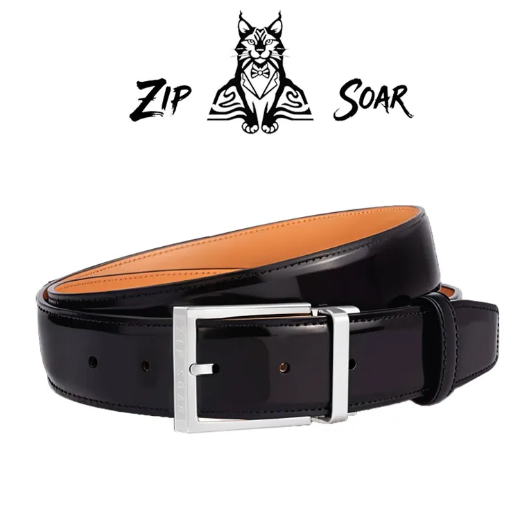 ZipSoar商务简约皮带男士时尚真皮百搭裤腰带青年亮面针扣皮带男