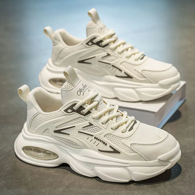 夏季男鞋2025新款透气老爹鞋男潮流百搭厚底运动鞋休闲跑步老爹鞋