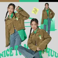 1218【金拐子专属】CHUU休闲设计感复古条绒短款夹克外套-F