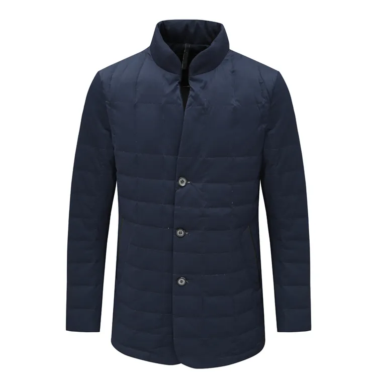 SL141仕东秋冬男式羽绒服 白鹅绒商务休闲保暖防风外套 深蓝色
