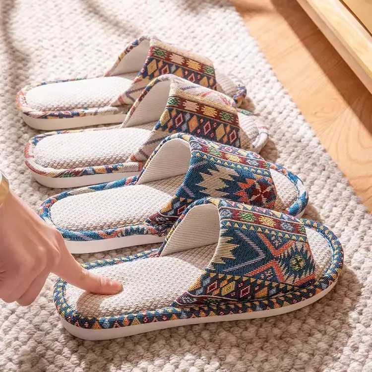 亚麻拖鞋夏季居家防滑家居室内四季通用情侣款2025新款高级感gh