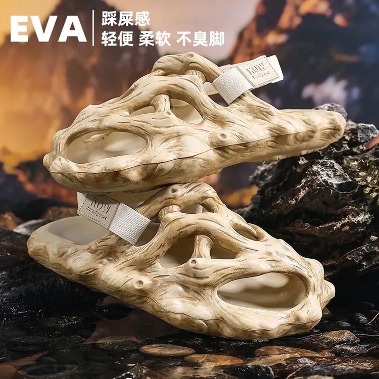 拖鞋男鞋子女夏季户外一字拖凉鞋轻便软底休闲洞洞鞋一脚蹬开车鞋