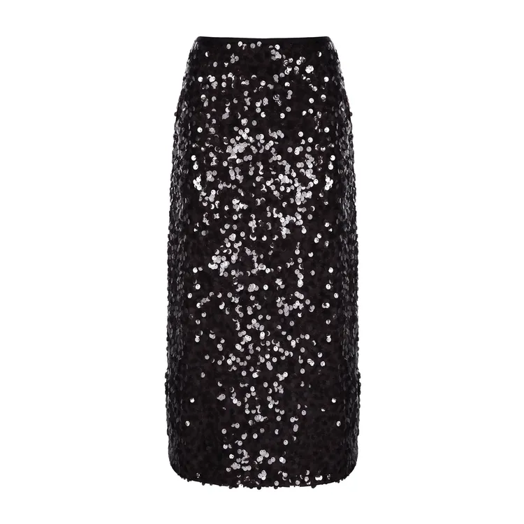 LYNEE【璀璨红运】丝绒珠片直身半裙 氛围感百搭半身裙LGD2FAW267