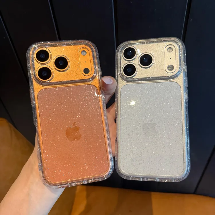 爆闪轻奢闪粉适用苹果17Promax透明手机壳女款iPhone17全包16防摔