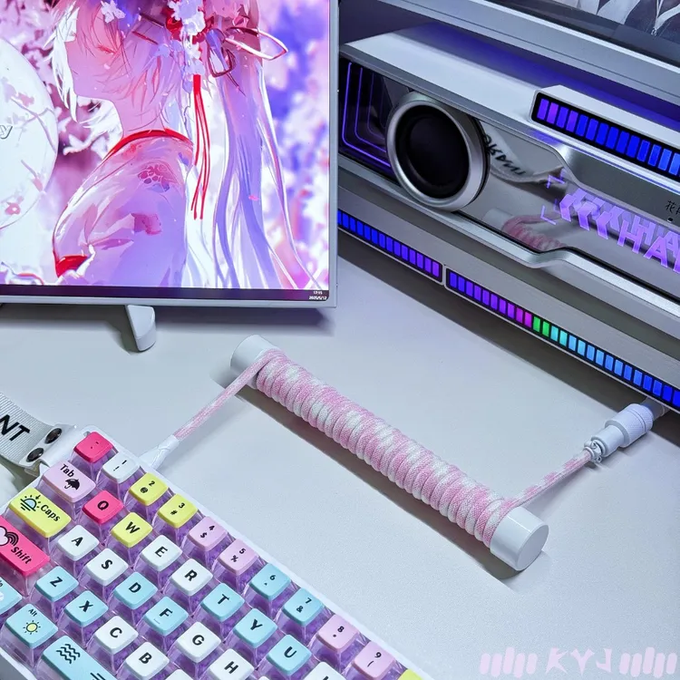 8K磁轴键盘客制化航插线键盘数据线EZ63/小蜜蜂Made68pro猛男粉色