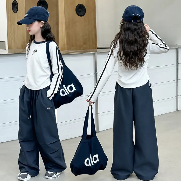 女童长袖T恤工装裤套2025小女孩秋季新款潮款时髦洋气休闲两件套