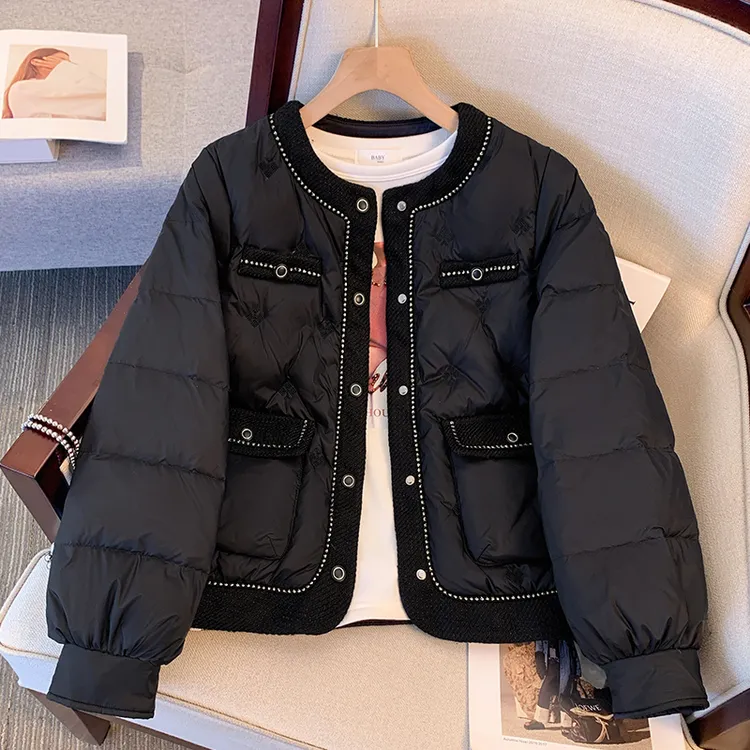 大码女装2025冬季小香风宽松棉衣外套新款小个子显瘦短款棉服女