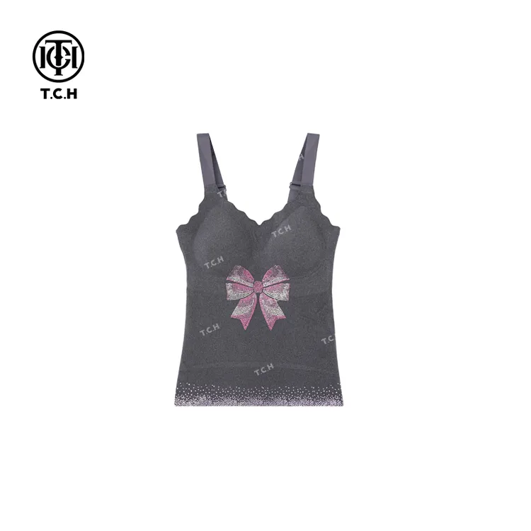 TCH烫钻工艺蝴蝶结洋气修身短背心吊带女T75A03E5003轻奢tch