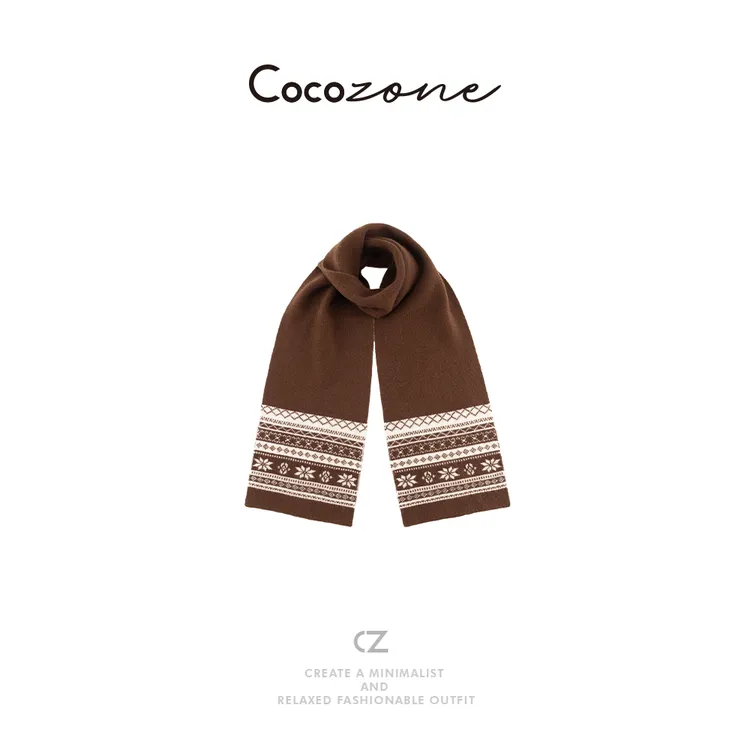 COCO ZONE 刘一一​ 经典雪花提花百搭时尚优雅针织围巾 CD2A2047