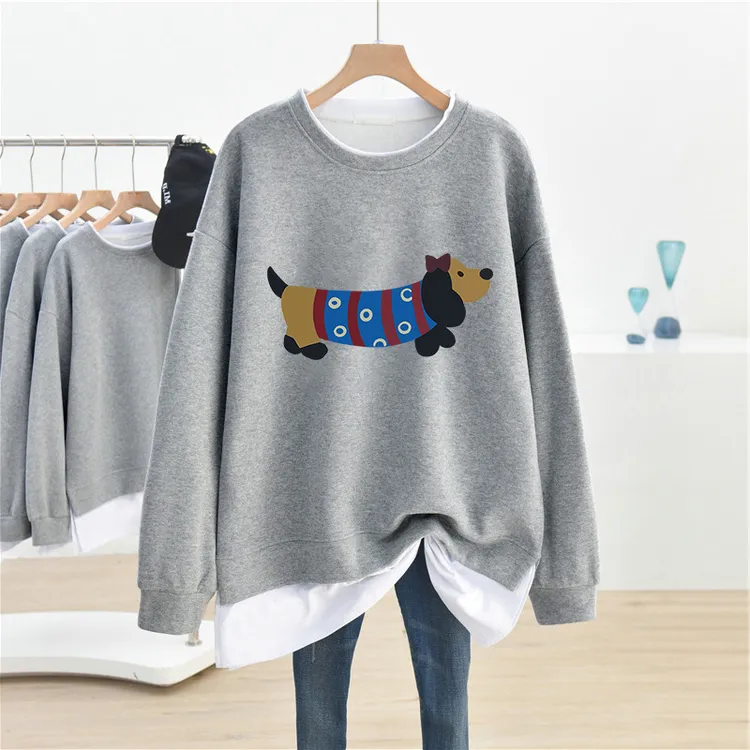 宽松oversize大码假两件薄款卫衣女2025年新款胖mm秋季显瘦上衣服