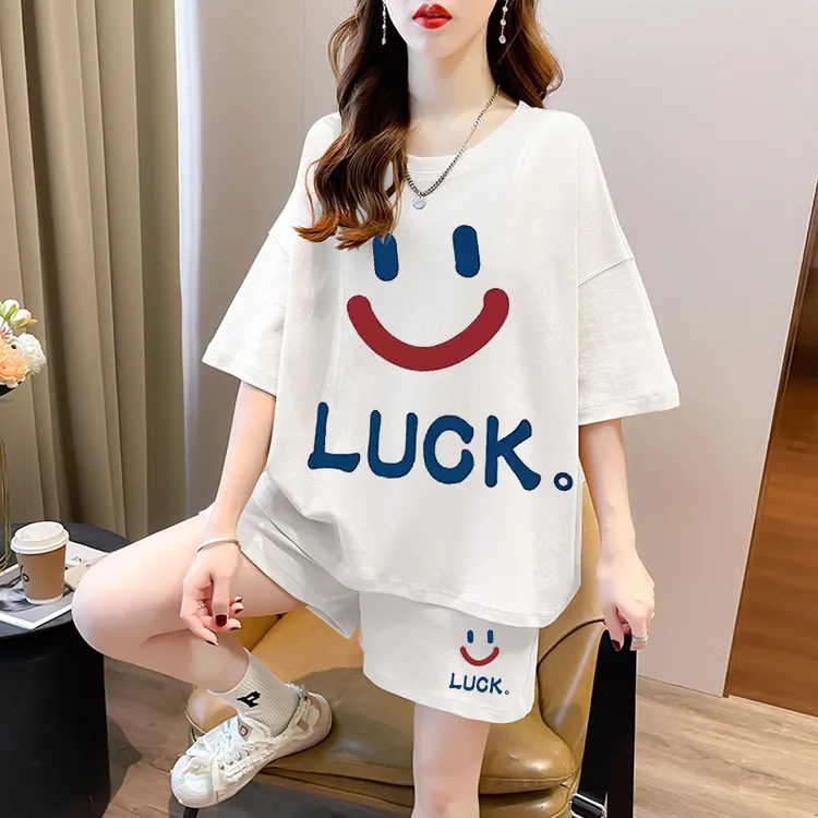 慵懒风纯棉短袖短裤运动套装女夏季学生宽松显瘦时尚休闲两件套潮