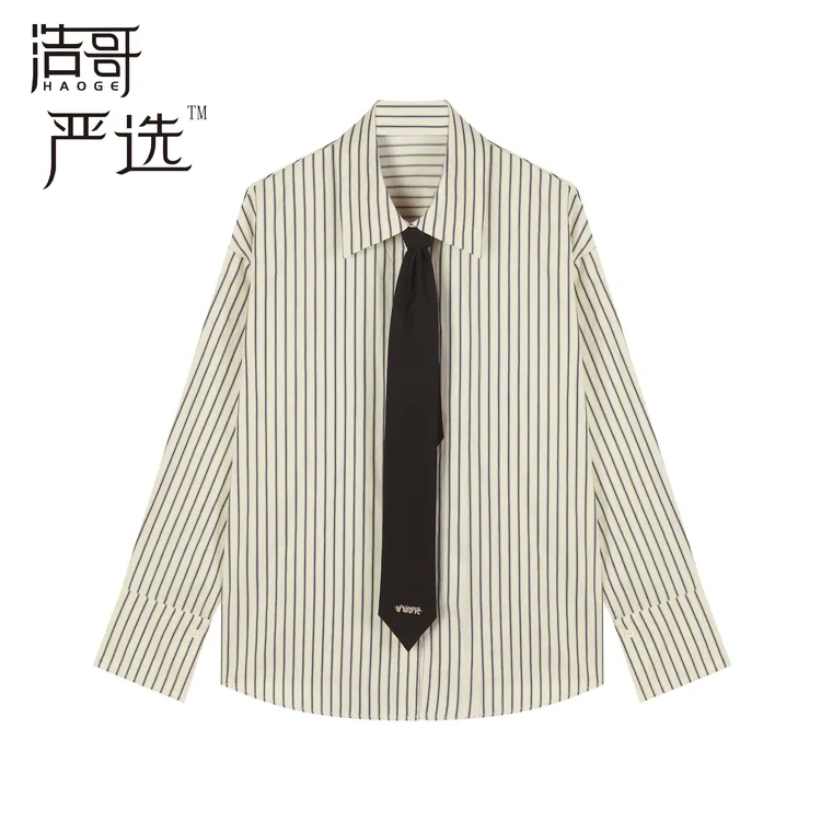 浩哥严选●衬衫预C5CS0743A（送主图领结）休闲百搭宽松衬衣长袖潮流