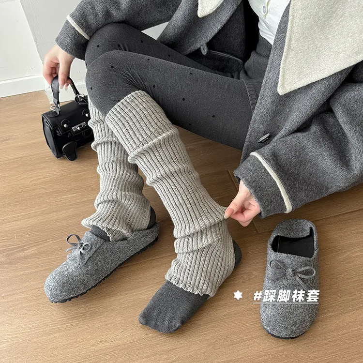 短款纯色瑜伽袜套女秋冬小腿袜针织毛线保暖护腿普拉提踩脚腿套