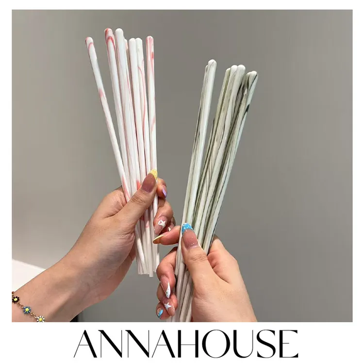 ANNAHOUSE陶瓷筷子家用轻奢高档抗菌防霉防滑耐高温筷套装家庭装S