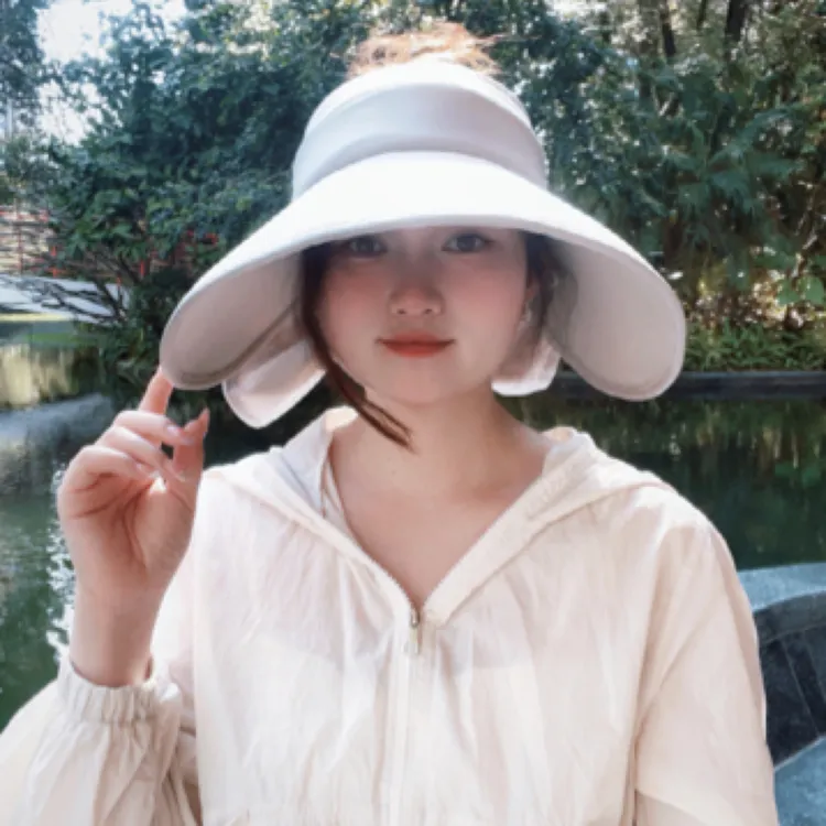网红爆款全环绕蛋卷帽全遮光女士遮脸护颈大檐空顶防晒帽