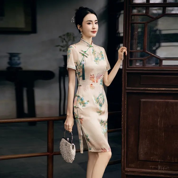 高考送考锦鲤旗袍2025夏季改良新中式年轻款妈妈旗开得胜日常可穿
