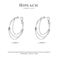 铜合金耳饰 镀K金 简约3.3cm多层气质耳圈HTMKML006