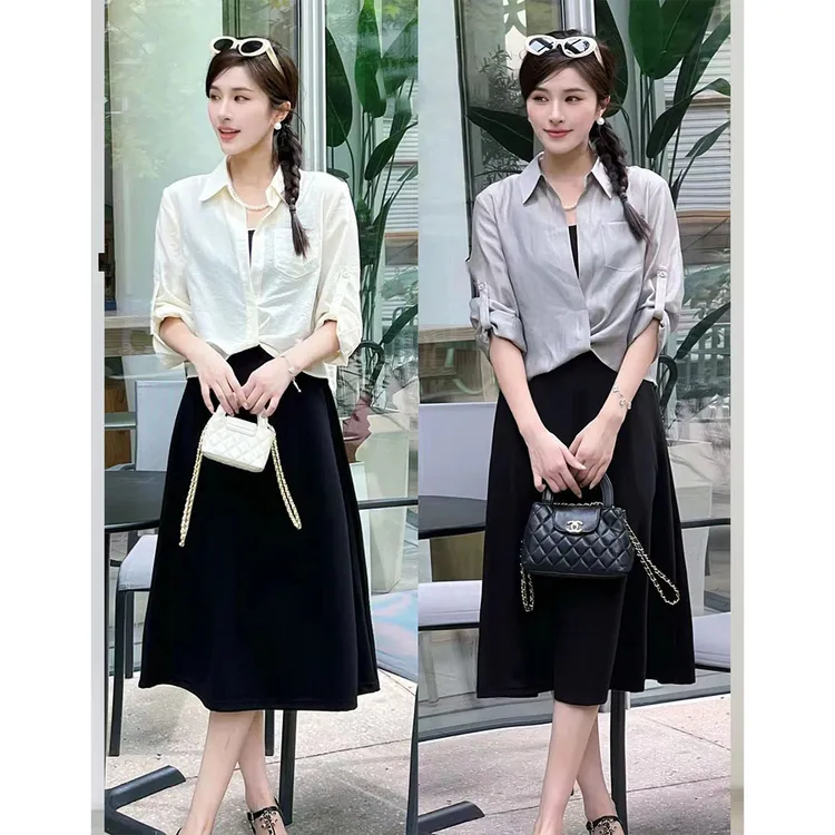 【YANGSHANG】小众显瘦法式女神范轻熟衬衣套裙 B8A315