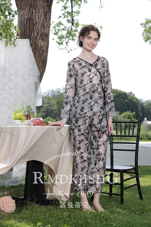 女士九分袖睡衣家居服套装植物花卉气质时尚中国风255409/255410