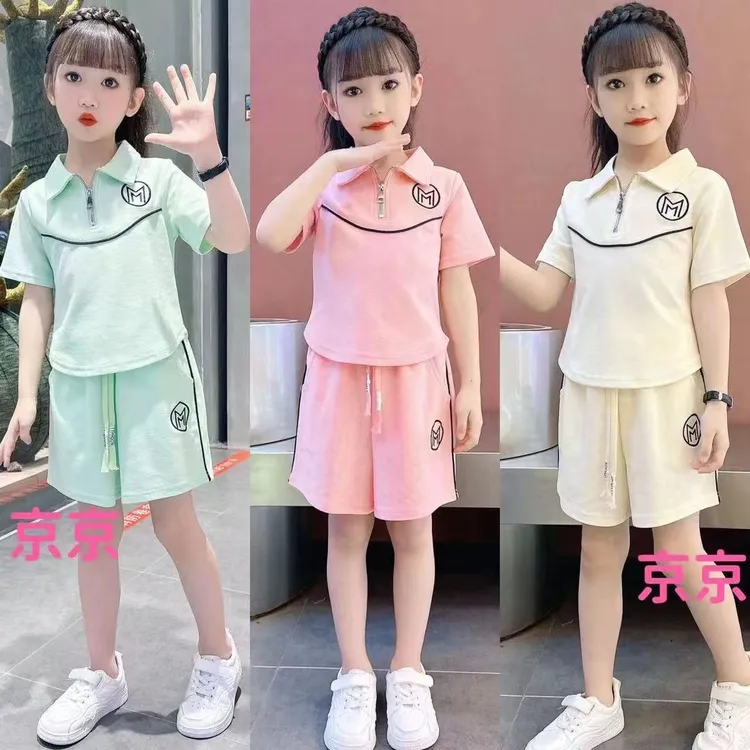 女童儿童新款年夏季薄款洋气短袖休闲韩版网红运动时髦套装女