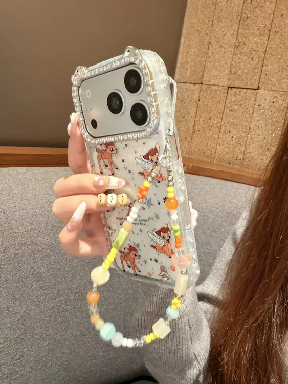 [闪钻边框]kt猫镜头可爱小鹿斑比壳适用苹果17promax/16/保护壳