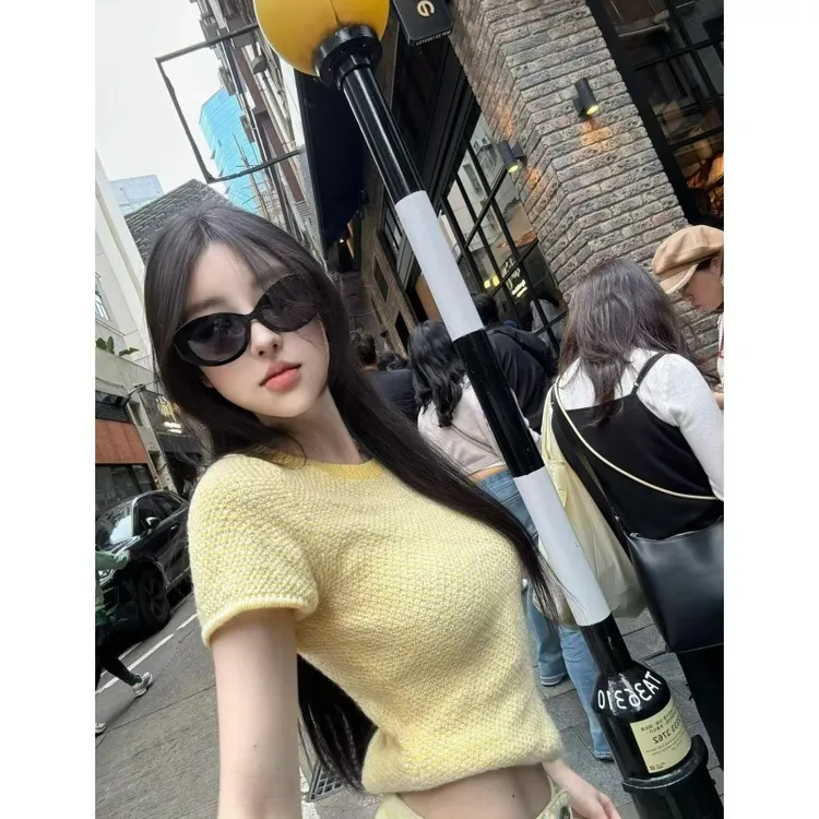 女装2025爆款夏季气质高级感短袖针织新款上衣显瘦时尚休闲裤子