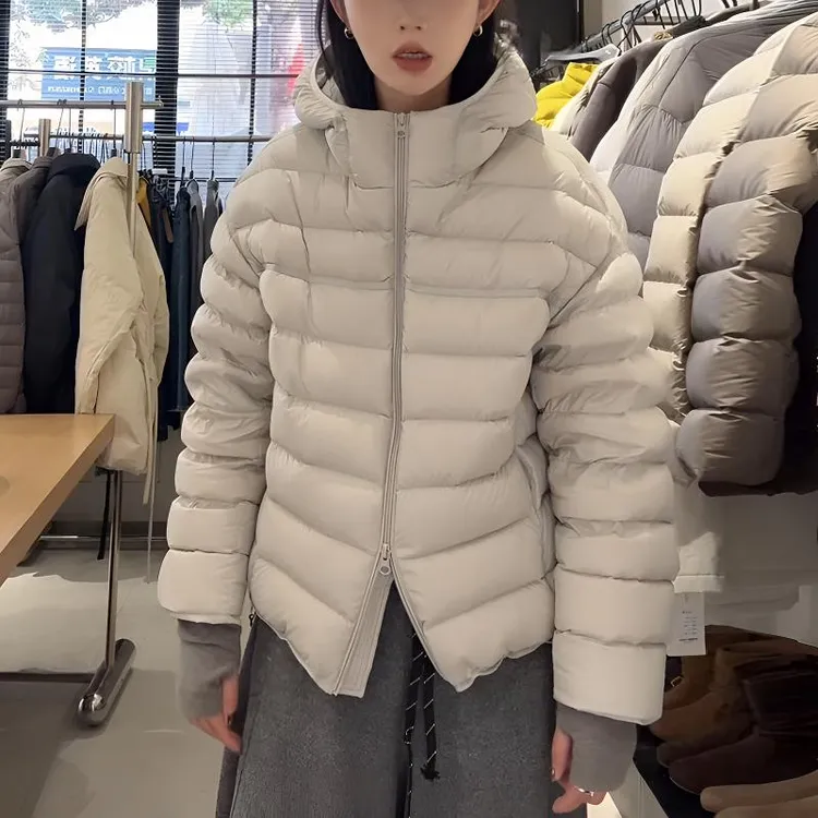 纯色设计感连帽长袖棉服女2025新款小众洋气时尚百搭显瘦潮流衣服