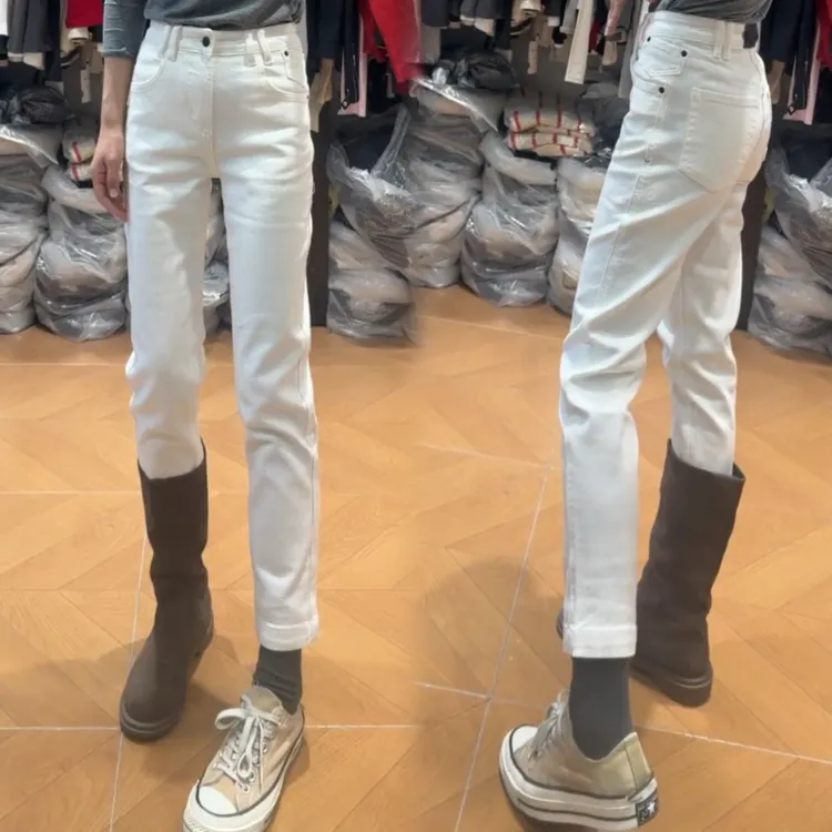 Aimeerosa/艾洛莎早春新款显瘦百搭牛仔裤修身时尚窄版九分直筒裤