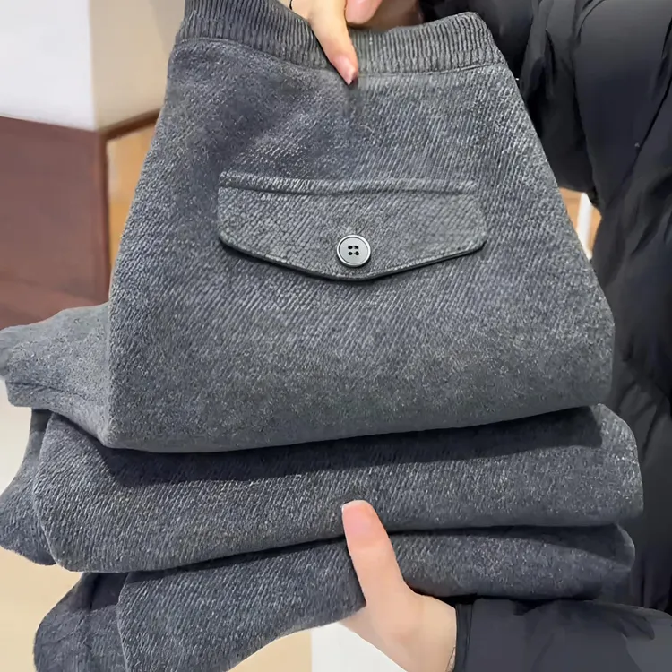 羊毛加绒直筒裤女2025年秋冬新款高腰运动休闲裤宽松显瘦阔腿长裤