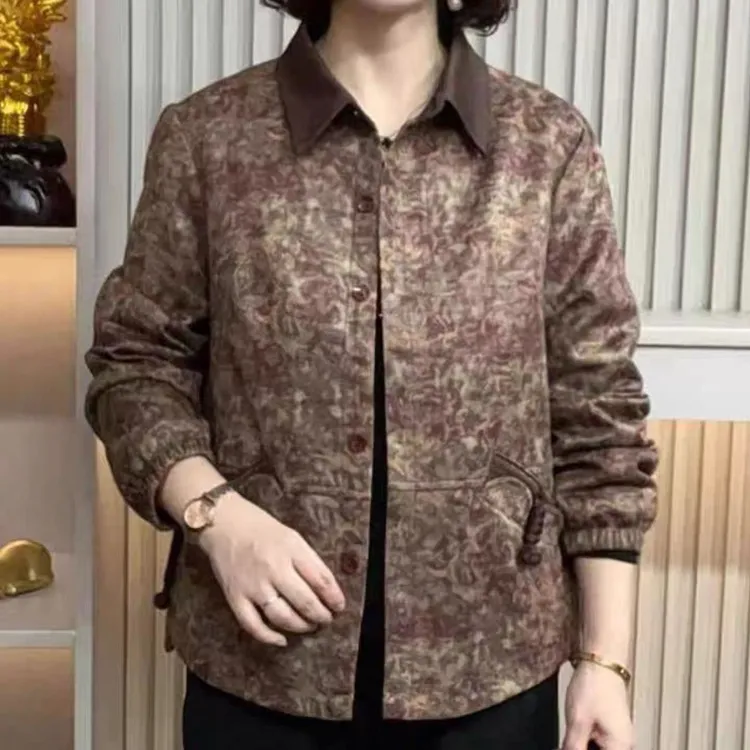 流行时尚中老年妈妈装宽松秋款长袖休闲百搭夹克外套