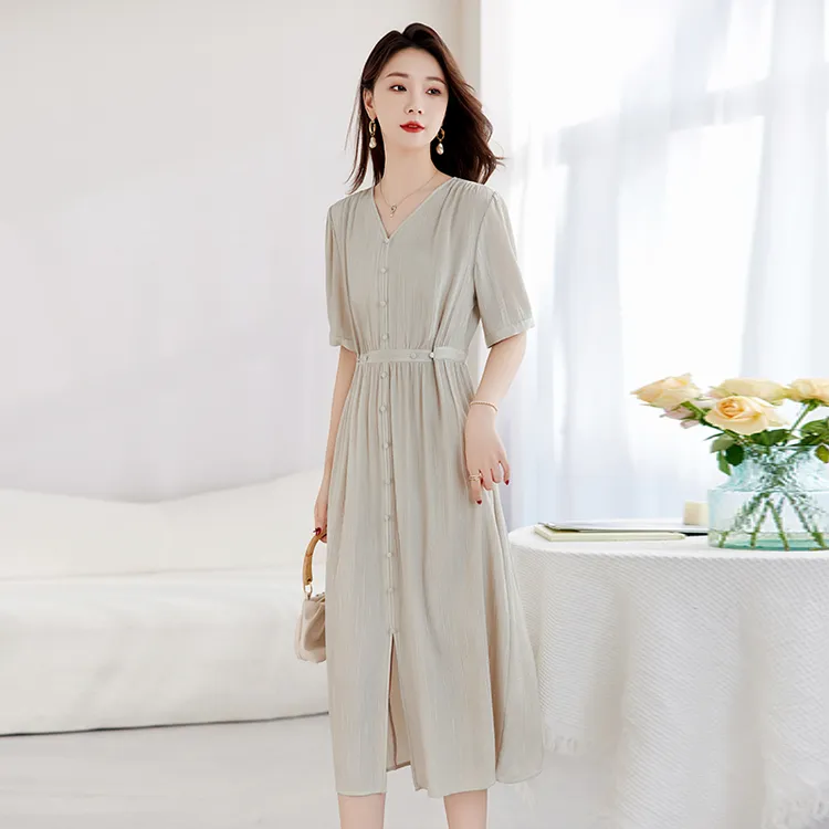 2025春夏新款桑蚕丝真丝气质轻奢女装连衣裙82599028