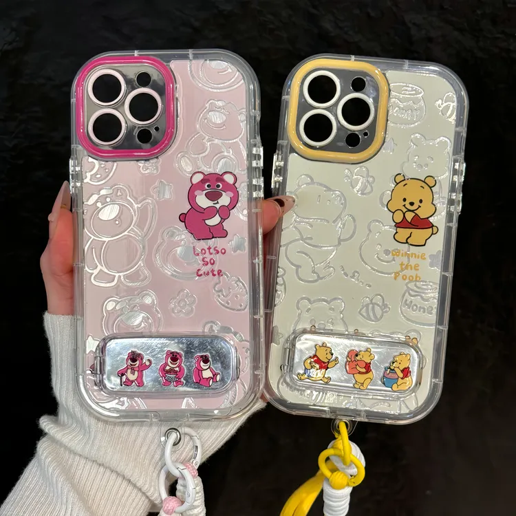 草莓熊镂空适用苹果16pro手机壳iphone15奶油羽纱小众华为p60小米