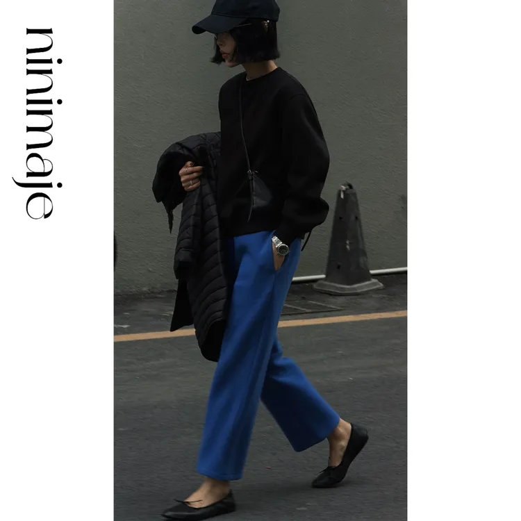  NanBeiBei 一体绒零压九分羊毛休闲裤 8174