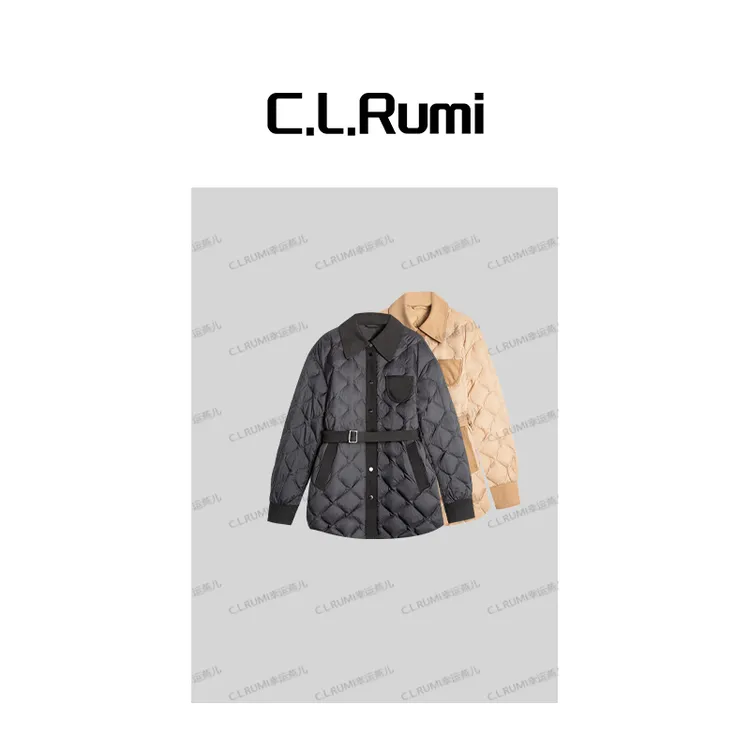 【Rumi精选】“雪鹅颂”25简约保暖拼接保暖菱格鹅绒羽绒服外套7252wt