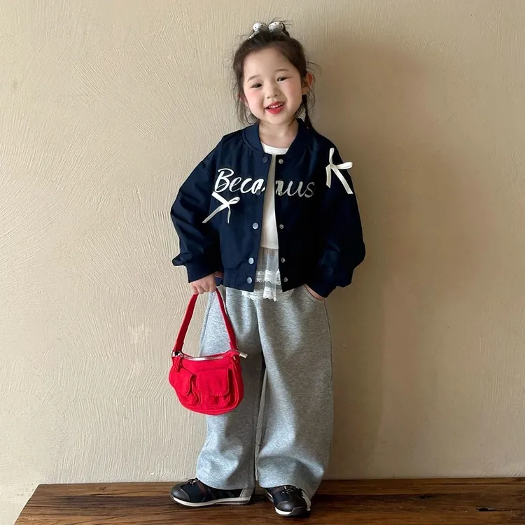 女童外套秋季2025春秋洋气新款中小童宝宝蝴蝶结棒球服夹克上衣潮