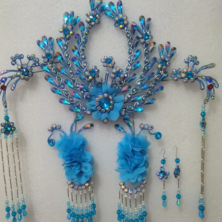 戏曲头饰花旦夫人公主仙女太阳花凤加滴水耳环耳花七件套