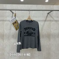 鑫燃KIKI （城市印花T）文艺复古印花显瘦长袖衫  60363 XI
